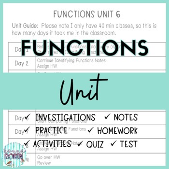 Preview of Functions Unit Guided Notes Practice Activities Quiz Test 8th Grade Math Bundle 