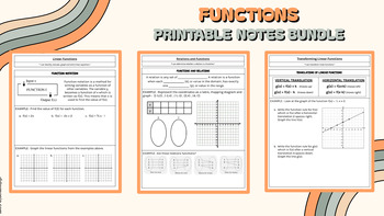 Preview of Functions Unit - PRINTABLE GUIDED NOTES BUNDLE