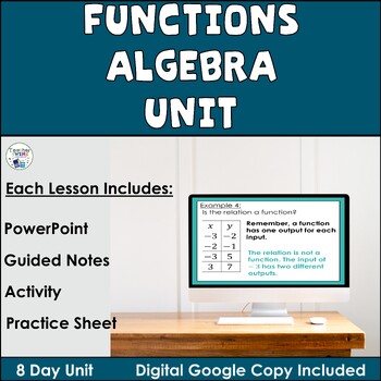 Preview of Functions Unit for Algebra