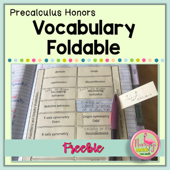 Preview of Functions Vocabulary Foldable Freebie