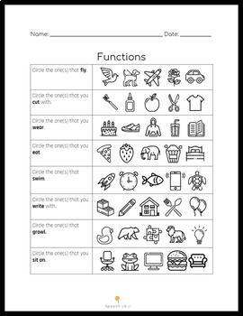 object functions no prep worksheet by speechlali tpt