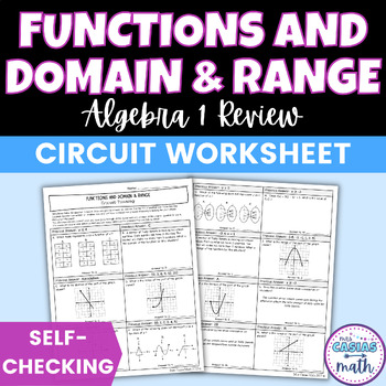 Preview of Functions and Domain and Range Worksheet Self Checking Circuit Activity