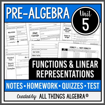 Preview of Functions and Linear Relationships (Pre-Algebra - Unit 5) | All Things Algebra®