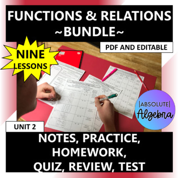 Preview of Functions and Relations Curriculum Bundle with Arithmetic Sequences Editable U2