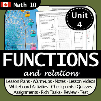 Preview of BC Math 10 Functions and Relations Unit | No Prep! Differentiated, Hands-on!