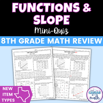 Preview of Functions and Slope Mini Quiz | STAAR New Question Types | 8th Grade Math Review