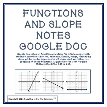 Preview of Functions and Slope Notes Google Doc for Distance Learning