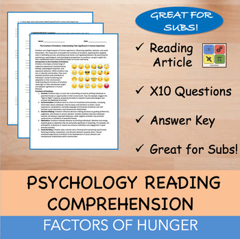 Preview of Functions of Emotions - Psychology Reading Passage - 100% EDITABLE
