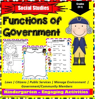 Preview of Functions of Government Kindergarten - 1st Grade Civics