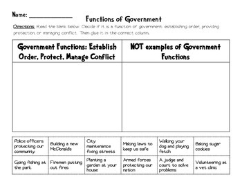 Preview of Functions of Government Sort