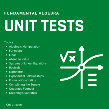Preview of Fundamental Algebra Unit Tests Bundle