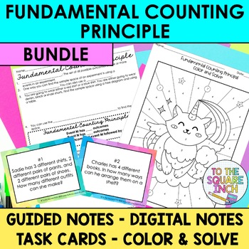 Preview of Fundamental Counting Principle Notes & Activities | Digital Notes | Task Cards