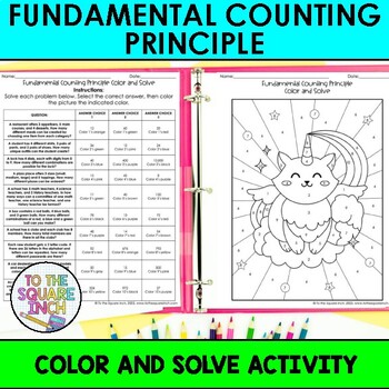 Preview of Fundamental Counting Principle Color & Solve Activity | Color by Number