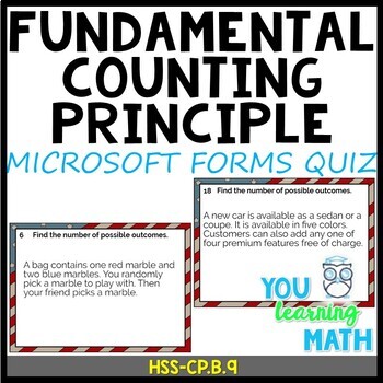 Preview of Fundamental Counting Principle: Microsoft OneDrive Forms Quiz