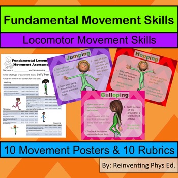 Preview of Fundamental Movement: Locomotor Movement Posters With Rubrics