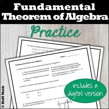 Preview of Fundamental Theorem of Algebra | Zeros of Polynomials | WORKSHEET