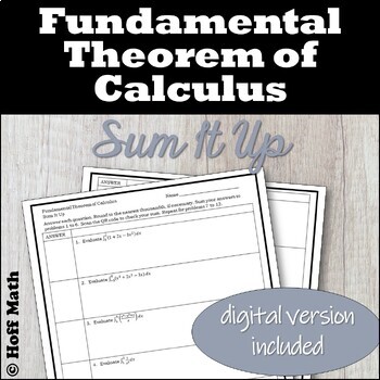 Preview of Fundamental Theorem of Calculus SUM IT UP | DIGITAL and PRINT