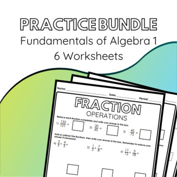 Preview of Fundamentals of Algebra 1 - 6 Worksheet Set
