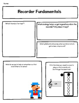 Preview of Fundamentals of Recorder Worksheet