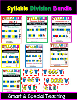 Preview of Syllable Division Practice Bundle (Orton-Gillingham)