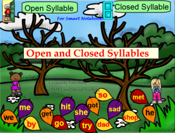 Preview of Open and Closed Syllable Activities SMART Board (Dyslexia RTI)