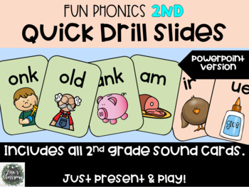 Preview of Fun Phonics 2nd Grade Quick Drill SOUND cards - Distance Learning Multi OPTIONS