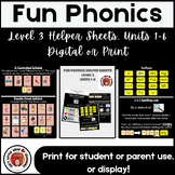 FUN Phonics Level 3 Helper Sheets, Units 1-6 Digital or Print