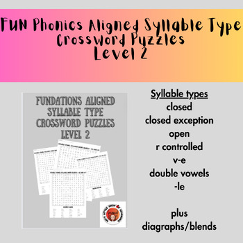 FUN Phonics Syllable Type Crossword Puzzles Level 2 TPT