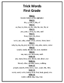 First Grade Trick Word List