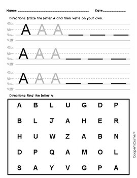 Preview of Fundations Handwriting Practice and Letter Find (Uppercase Letters)