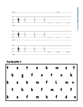 Preview of Fundations Handwriting Practice and Letter Search Letter t