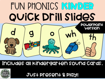 Preview of Fun Phonics Kinder Quick Drill SOUND cards - Distance Learning Multi OPTIONS