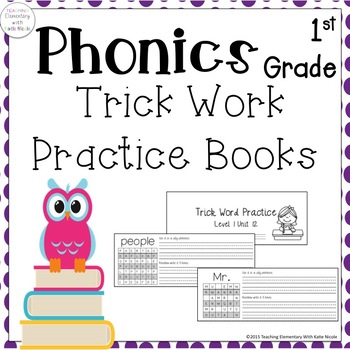 Preview of First Grade Phonics: 13 Trick Word Practice Books