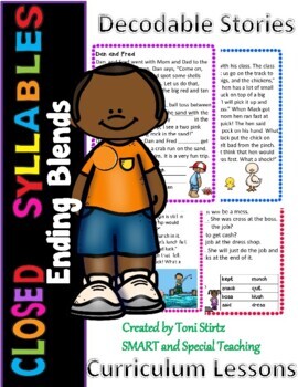 Preview of Closed Syllables with ending blends Decodable stories & Comprehension 1st Grade