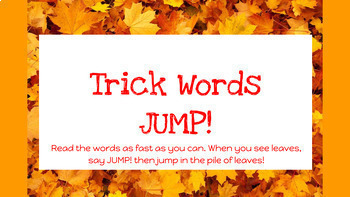 Preview of Fundations Level 1 Unit 2 & Unit 3 Trick Word /Sight Word JUMP Fall