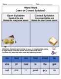 Phonics Word Work: Open & Closed Syllables, Y as a Vowel