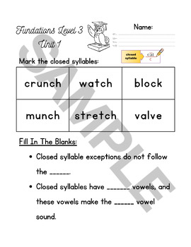 Preview of Fundations Level 3 Unit 1 Review