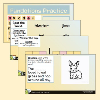 Preview of Fundations- Level 3- Unit 6- Week 1-3: Peardeck Bundle - Open Syllables