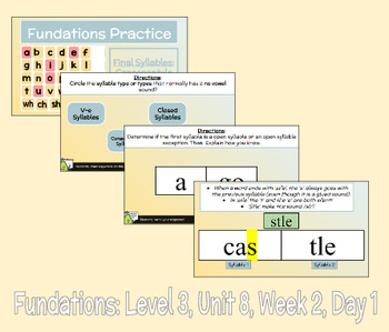 Preview of Fundations- Level 3- Unit 8- Week 2- Peardeck Bundle- 'stle', 'sion', & 'tion'