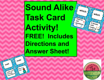 Preview of Fundations®:  Sound Alike Word Task Cards:  Level 3