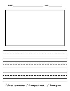 Preview of 3 Star Lined Writing Paper (3 Vertical Lines)