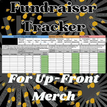 Preview of Fundraiser Tracker for Up-Front Merchandise (for 2 Sponsors!)