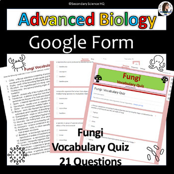 Preview of Fungi |Vocabulary Quiz| Google Form