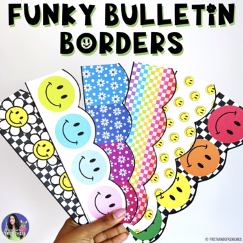Preview of Funky Checker Bulletin Board Borders | Printable