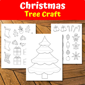 Funky Christmas Tree Coloring Page and Craft Template. by Mattei Francois