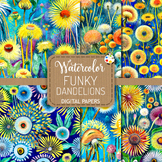 Funky Dandelions Set 3 - Transparent Watercolor Art Patterns