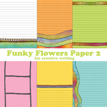 Preview of Funky Flowers Digital Printable Composition Paper 2