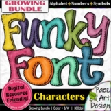 Funky Font ClipArt Characters BUNDLE, Alphabet, Number, Sy