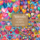Funky Hearts Set 4 - Watercolor Pattern Papers