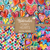 Funky Hearts Set 5 - Watercolor Pattern Papers